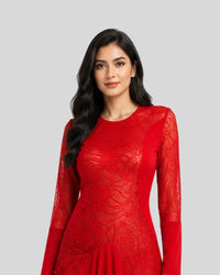 Scarlet Lace Cascade Dress