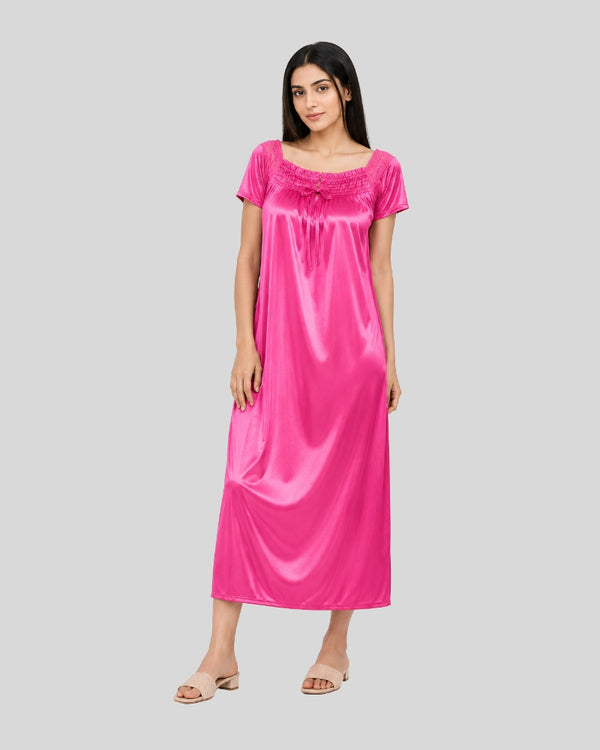 Fuchsia Grace Satin Nightgown