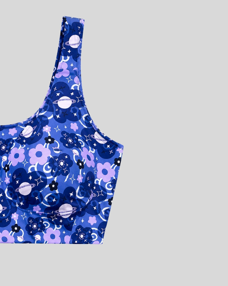 Blue Floral Galaxy Print Bra
