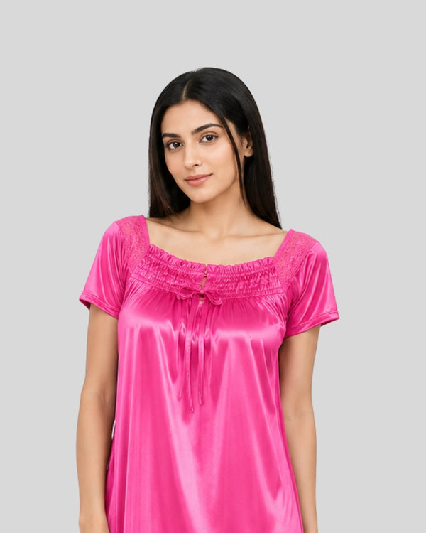 Fuchsia Grace Satin Nightgown