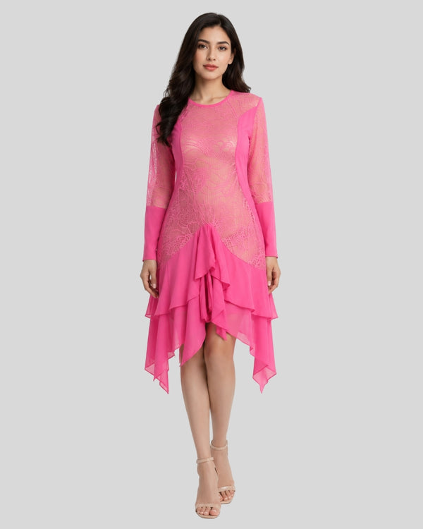Blush Lace Cascade Dress