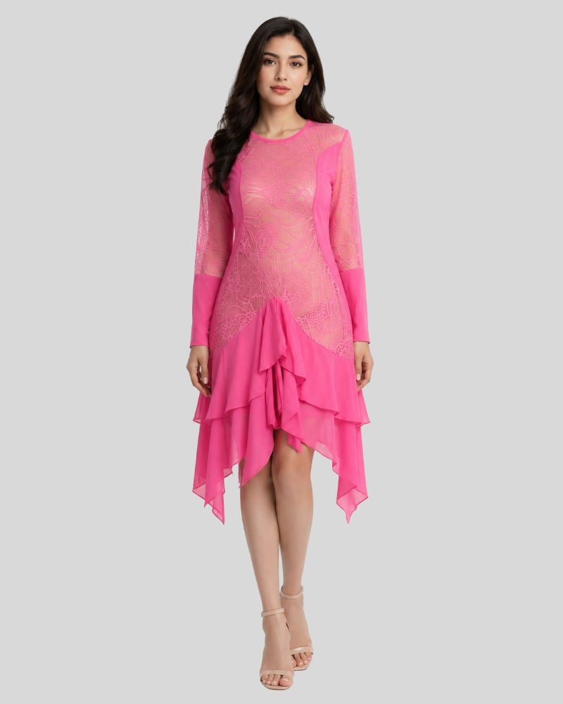 Blush Lace Cascade Dress