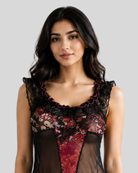 Midnight Red Floral Sheer Set