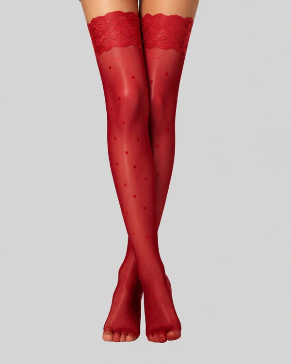 Scarlet Charm Sheer Thigh-High Stockings