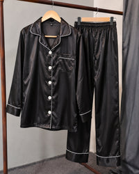 Noir Luxe Satin Pajama Set