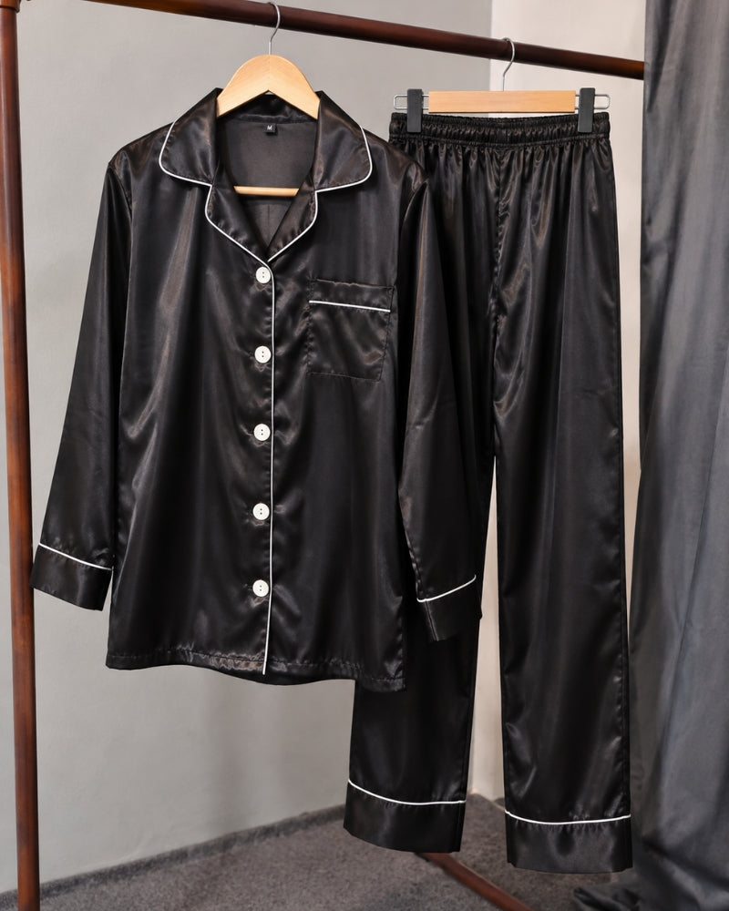 Noir Luxe Satin Pajama Set