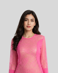 Blush Lace Cascade Dress