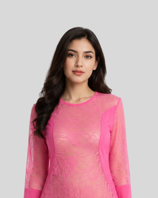 Blush Lace Cascade Dress