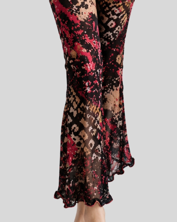 Midnight Red Floral Sheer Set