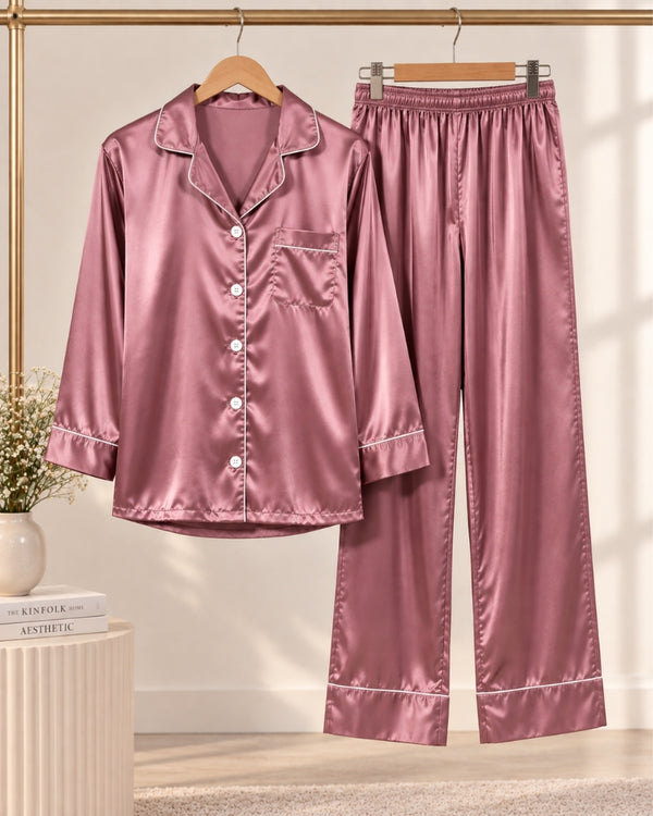 Rose Mauve Luxe Satin Pajama Set