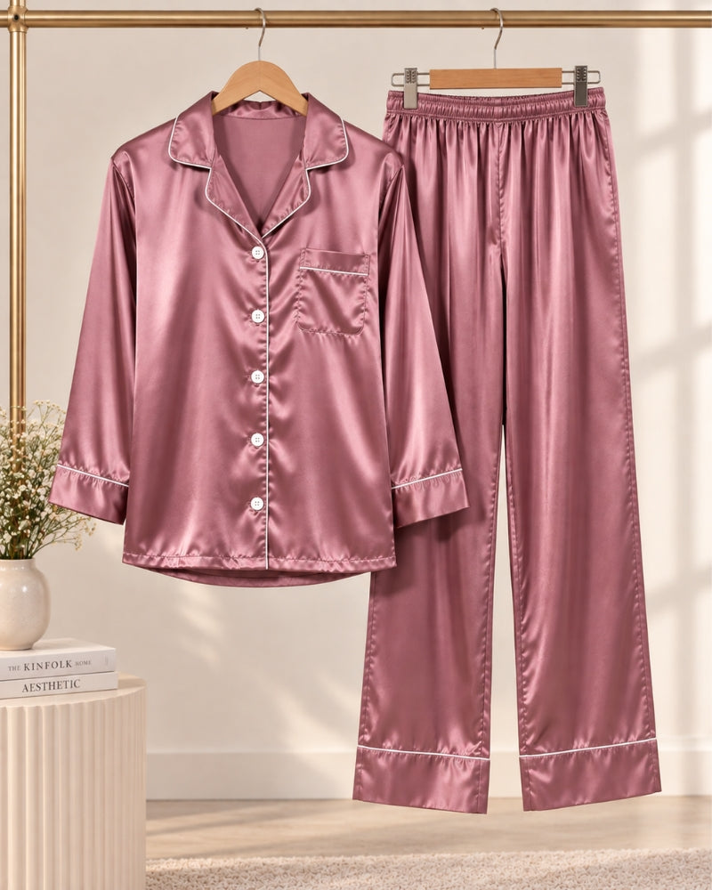Rose Mauve Luxe Satin Pajama Set