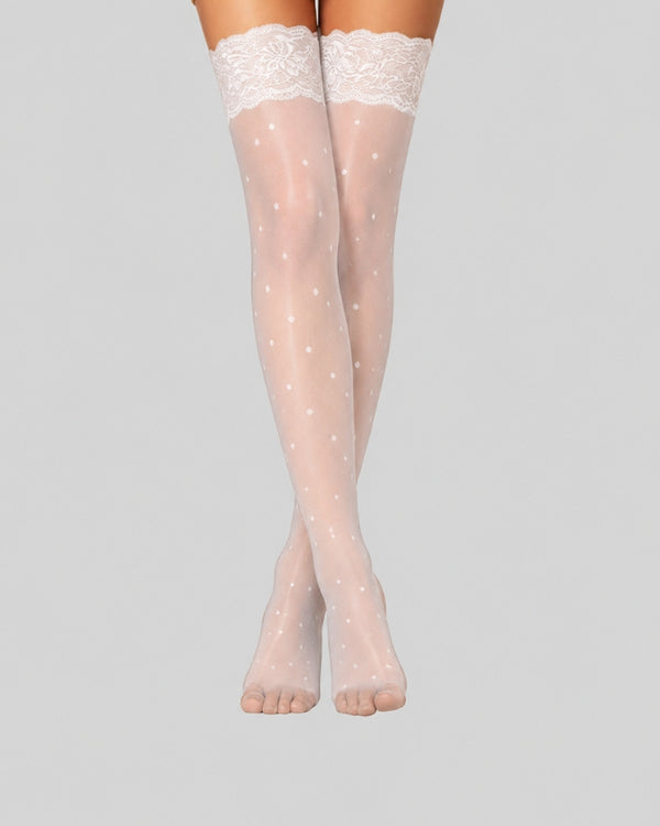 Ivory Grace Sheer Thigh-High Stockings