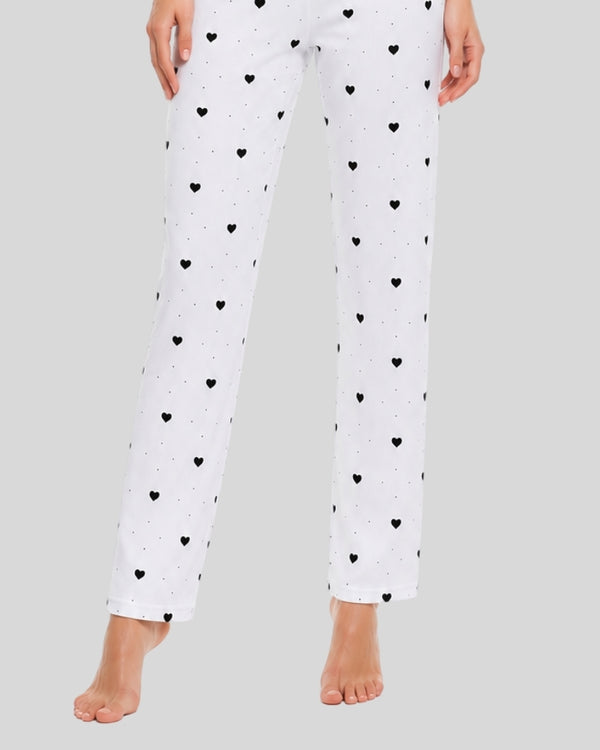 Heart Print Cotton Rib Pajama Set