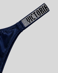 Victoria Secret Navy Blue Satin Shine Thong