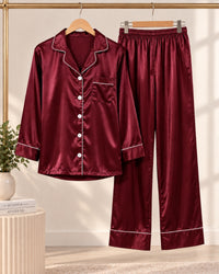 Burgundy Luxe Satin Pajama Set