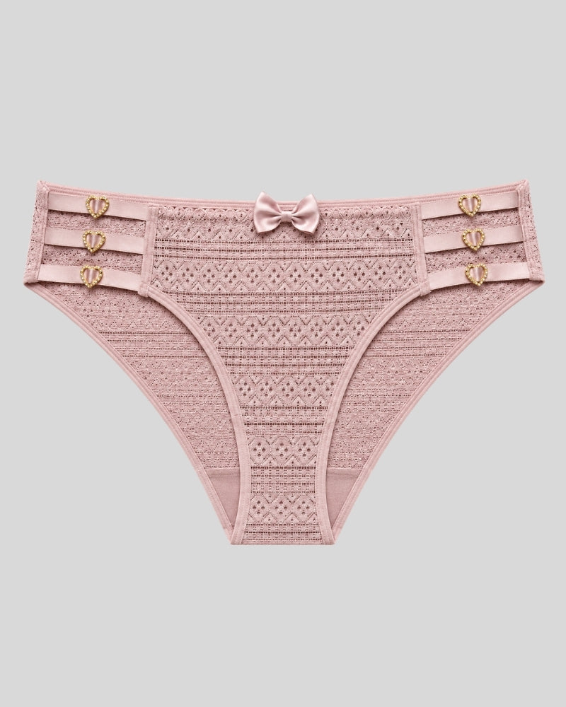 Elegant Blush Pink Heart  Lace Panty