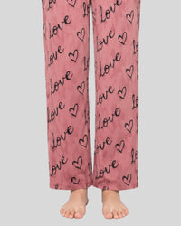 T Pink Love Heart Printed Lounge PJ Set