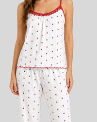 Red Floral Cotton Rib Pajama Set