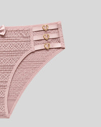 Elegant Blush Pink Heart  Lace Panty