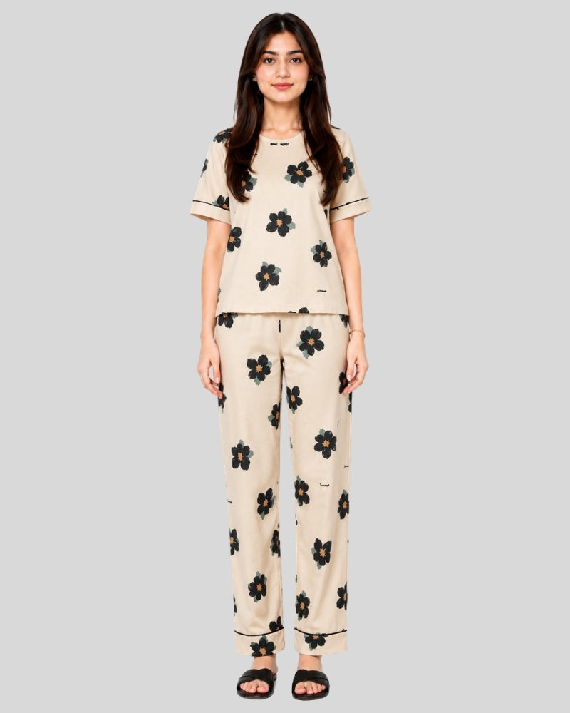 Big Flowers Printed Lounge PJ Set