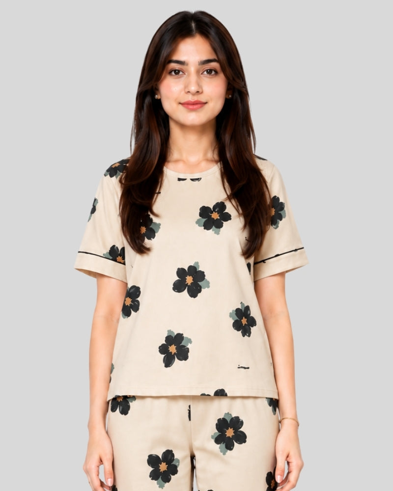 Big Flowers Printed Lounge PJ Set