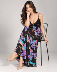 Neon Mosaic Satin Maxi Nightdress