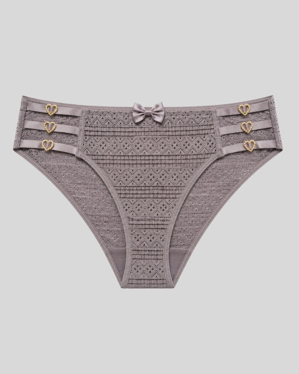 Heart Dark Grey Lace Bikini Panty