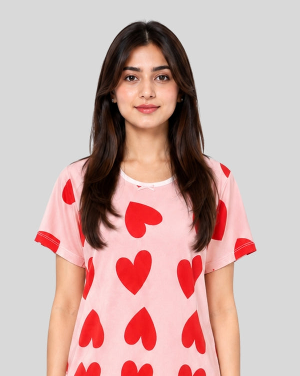 Pink Dilber Printed Lounge PJ Set
