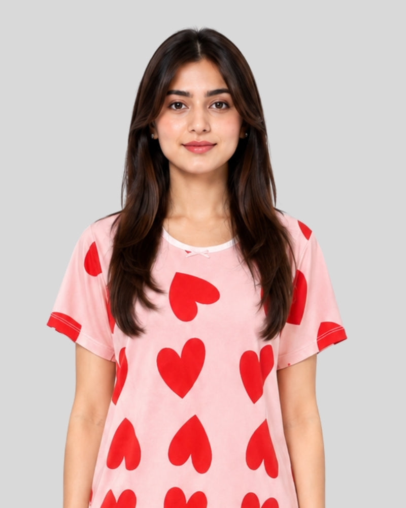 Pink Dilber Printed Lounge PJ Set