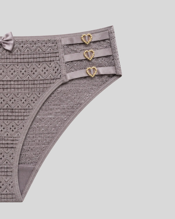 Heart Dark Grey Lace Bikini Panty