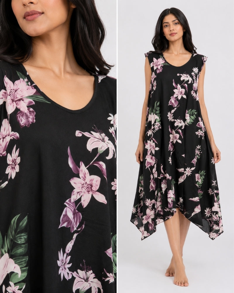 Midnight Lily Floral Maxi Nightdress