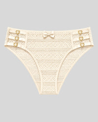Elegant Ivory Heart Accent Lace Panty