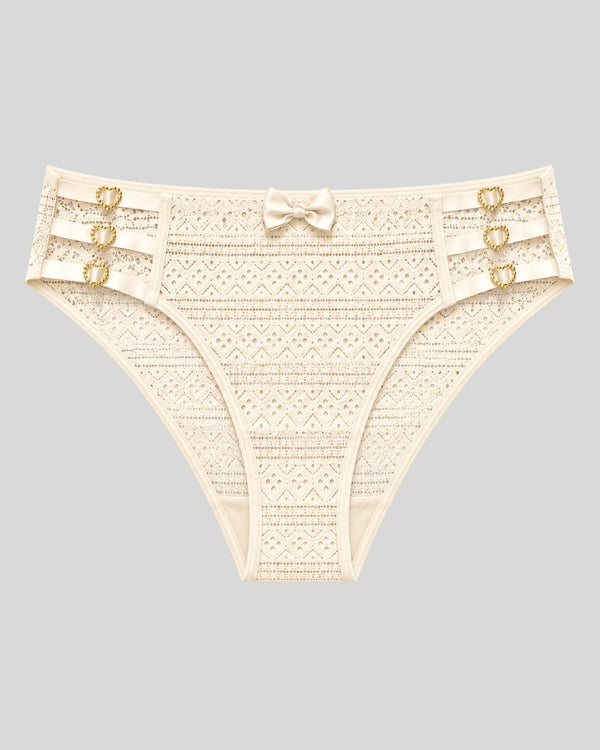 Elegant White Heart Accent Lace Panty
