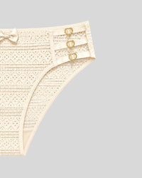 Elegant Ivory Heart Accent Lace Panty