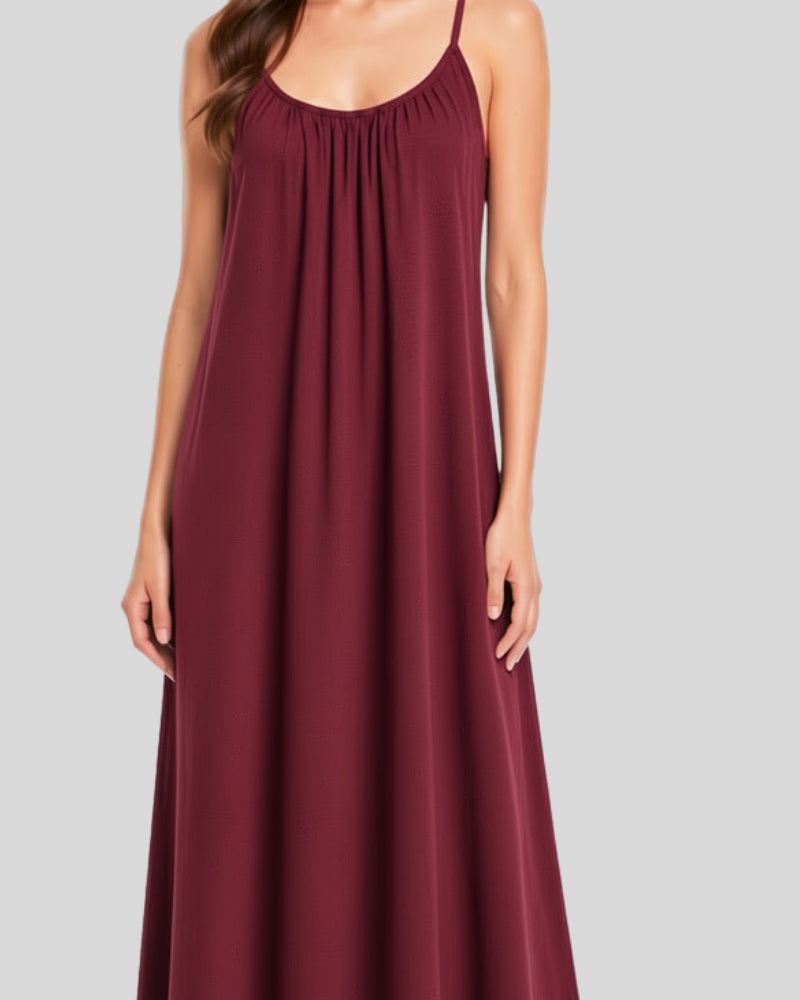 Midnight Wine Flow Maxi Dress