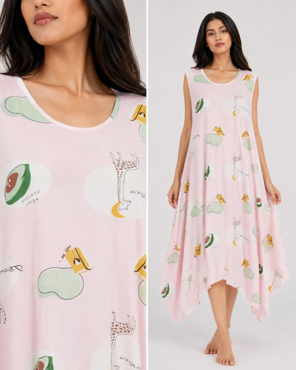 Pastel Play Printed Maxi Nightdress