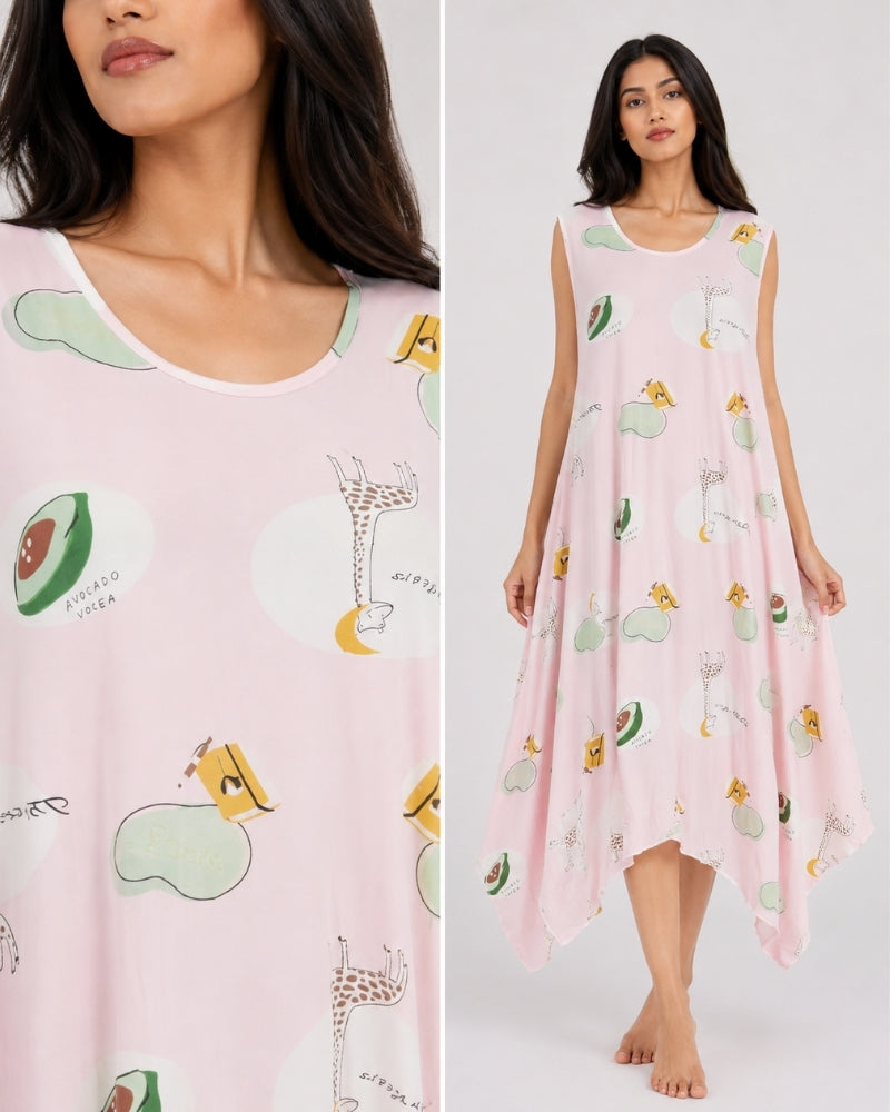 Pastel Play Printed Maxi Nightdress