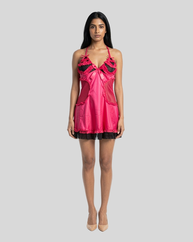 Fuchsia Noir Satin Nightwear