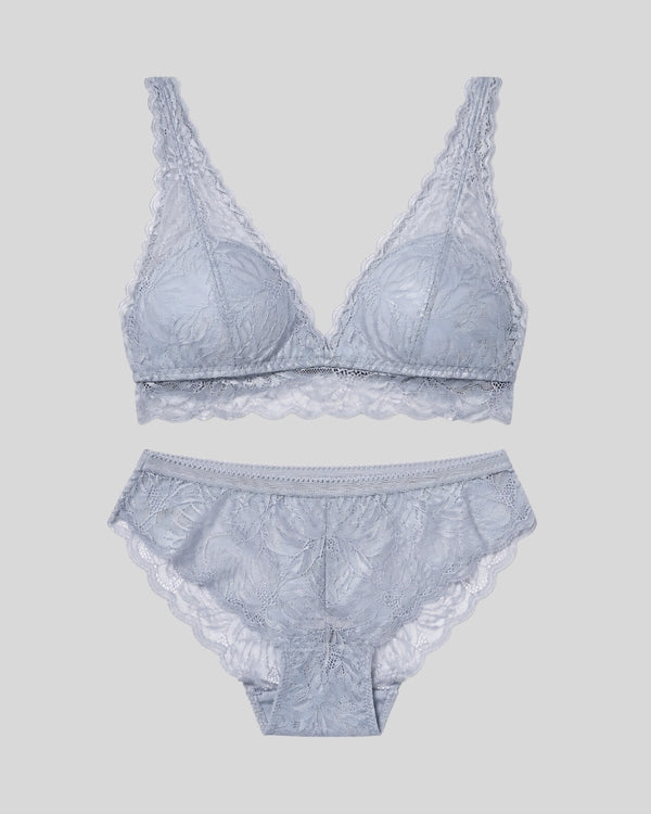 Silver Mist Lace Lingerie Set