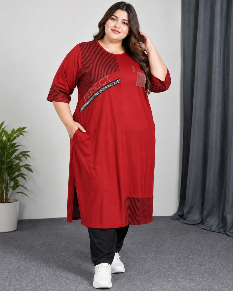 Crimson Statement Cotton 2-Piece Set