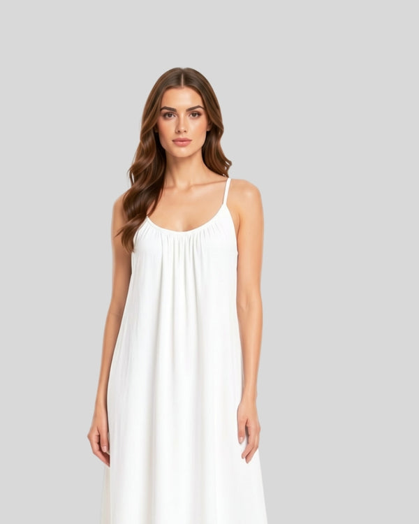 Pearl White Aura Flow Maxi Dress