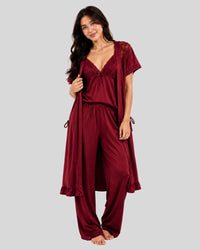 Wine Satin 5-Piece Set