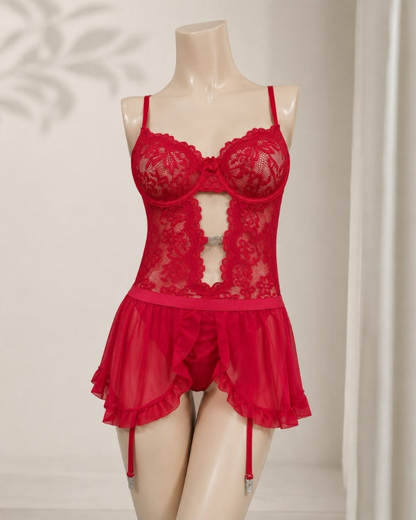 Scarlet Rose Lace Lingerie Set