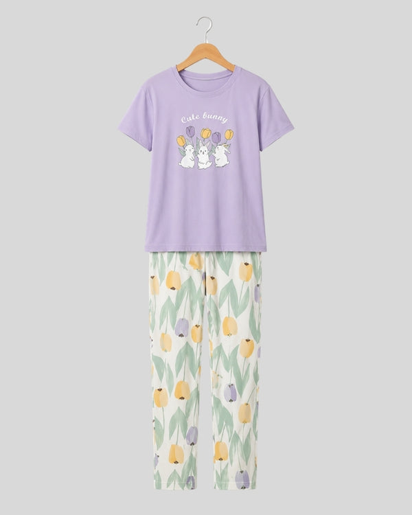 Cute Bunny Printed Lounge PJ Set