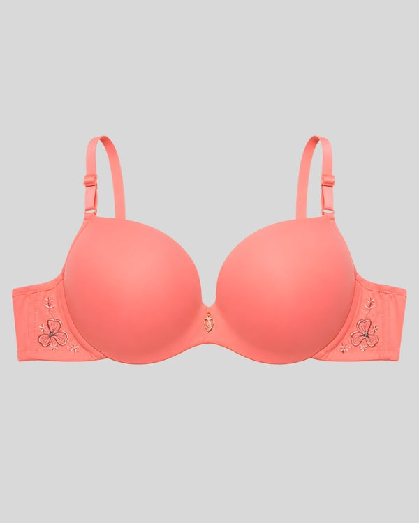 Coral Blossom Soft Push-Up Bra