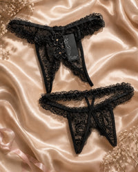 Midnight Bloom Lace Thong