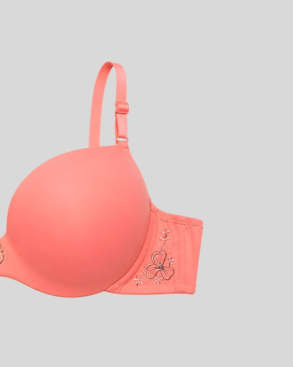 Coral Blossom Soft Push-Up Bra