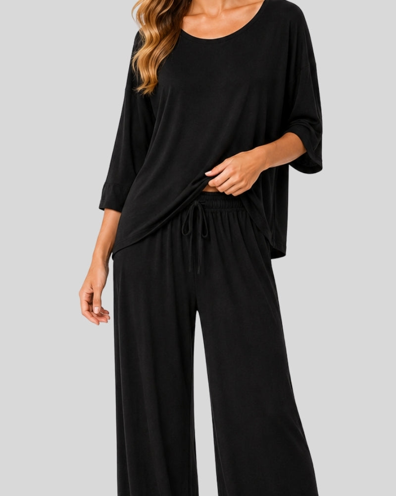 Deep Black Lounge PJ Set
