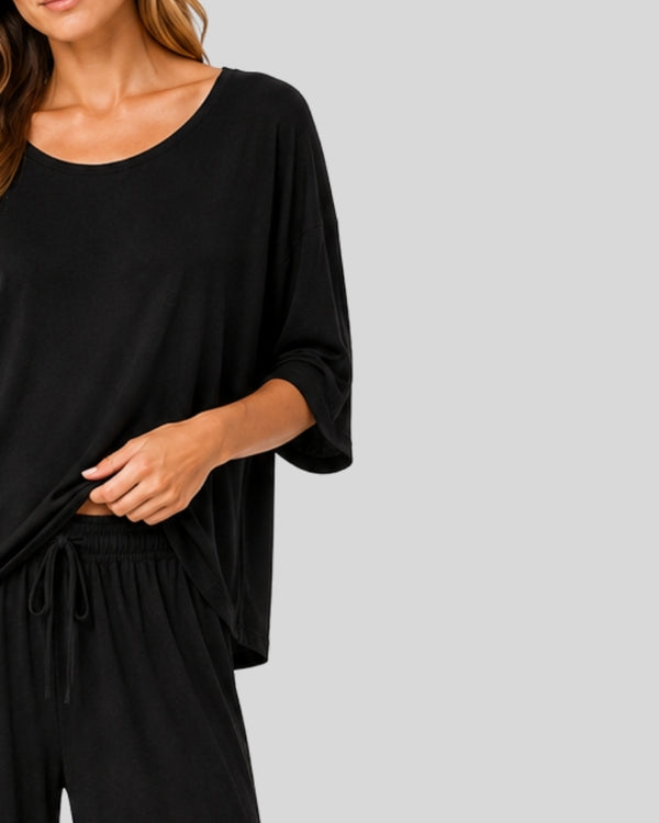 Deep Black Lounge PJ Set