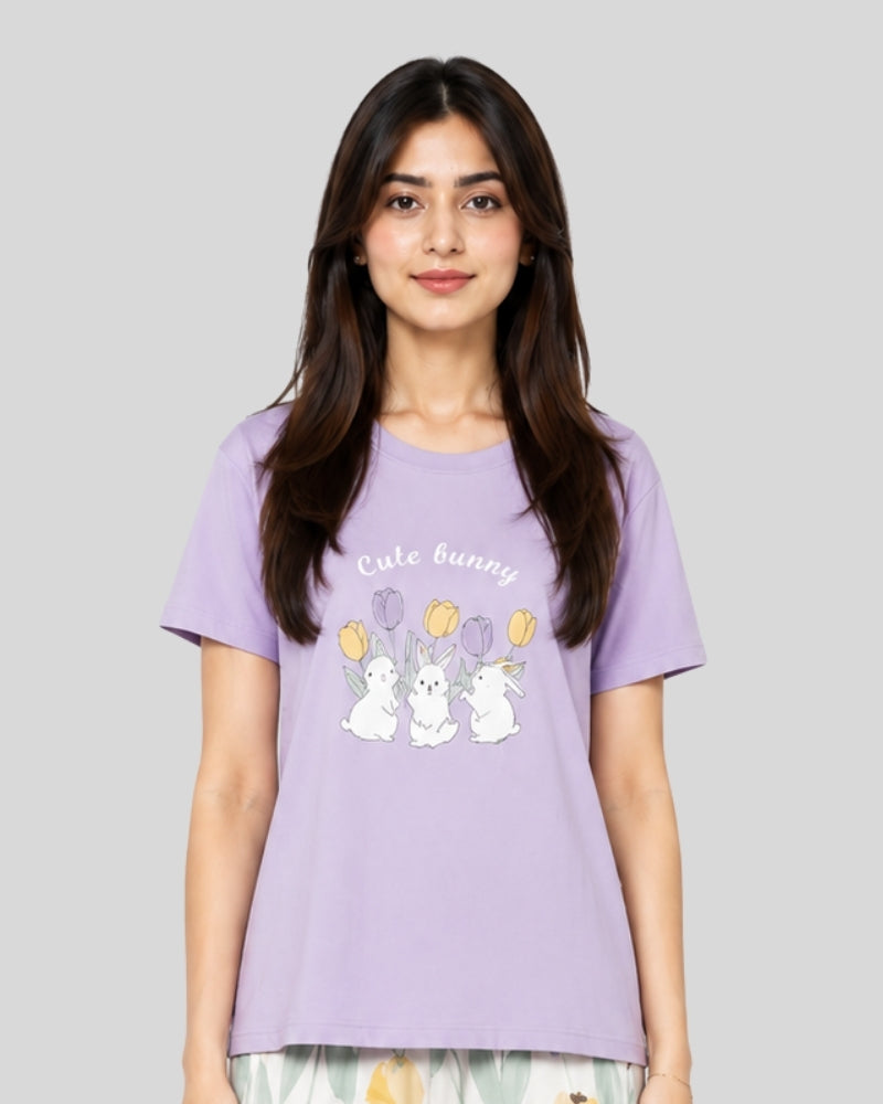 Cute Bunny Printed Lounge PJ Set